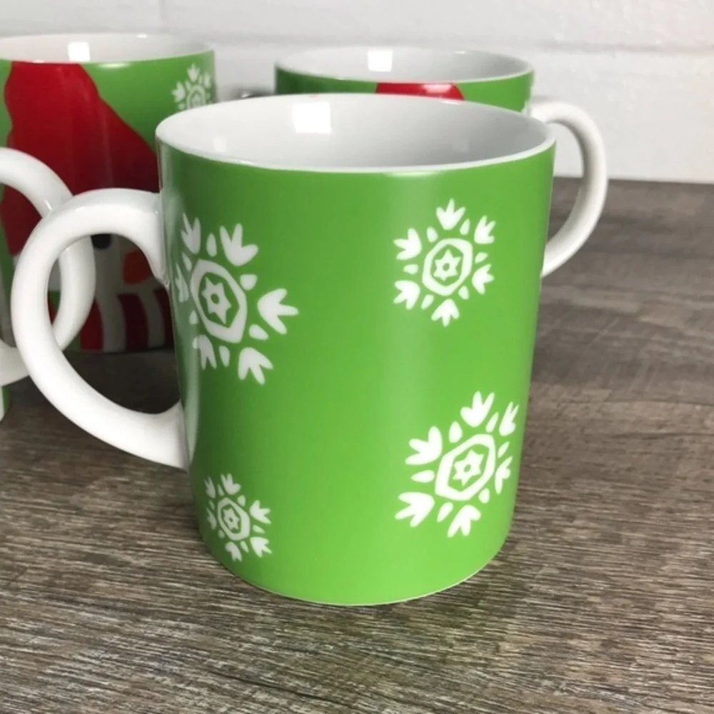 Crate & Barrel snowman mugs Set of 4 Christmas‎ coffee cups holidays